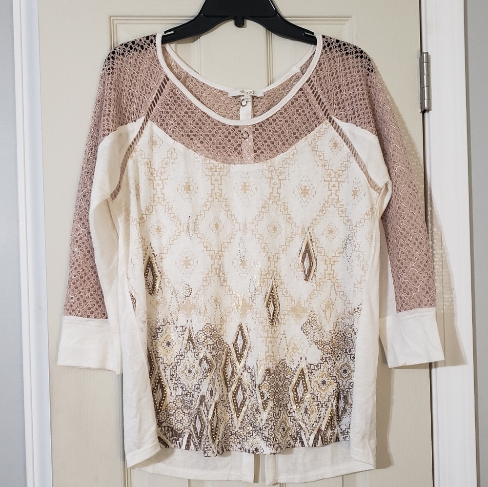 Miss Me Studded Longstreet Blouse Sz L